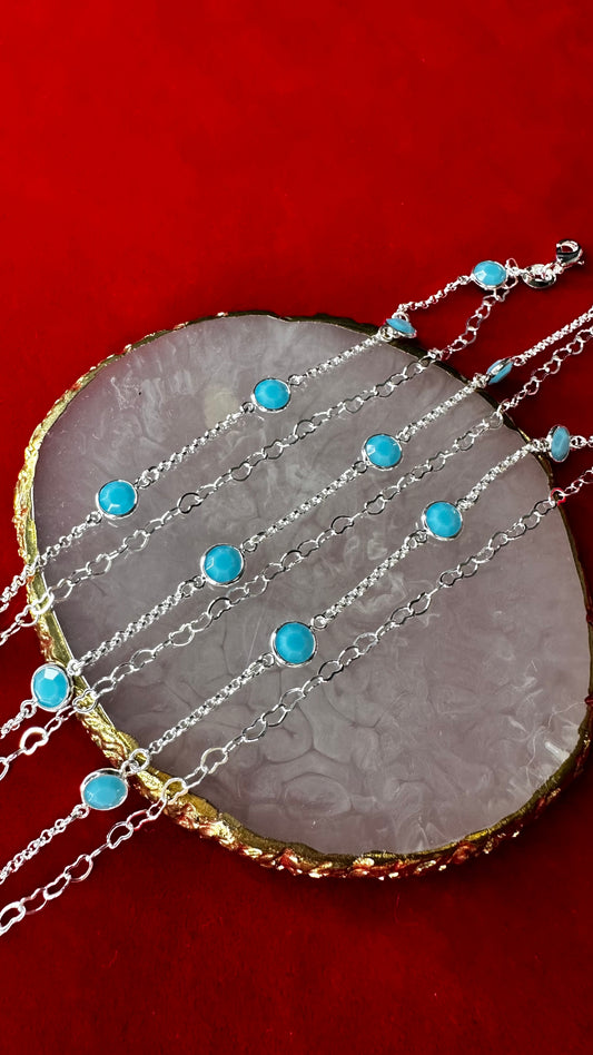 Pulsera Doble Corazón Celeste ✨