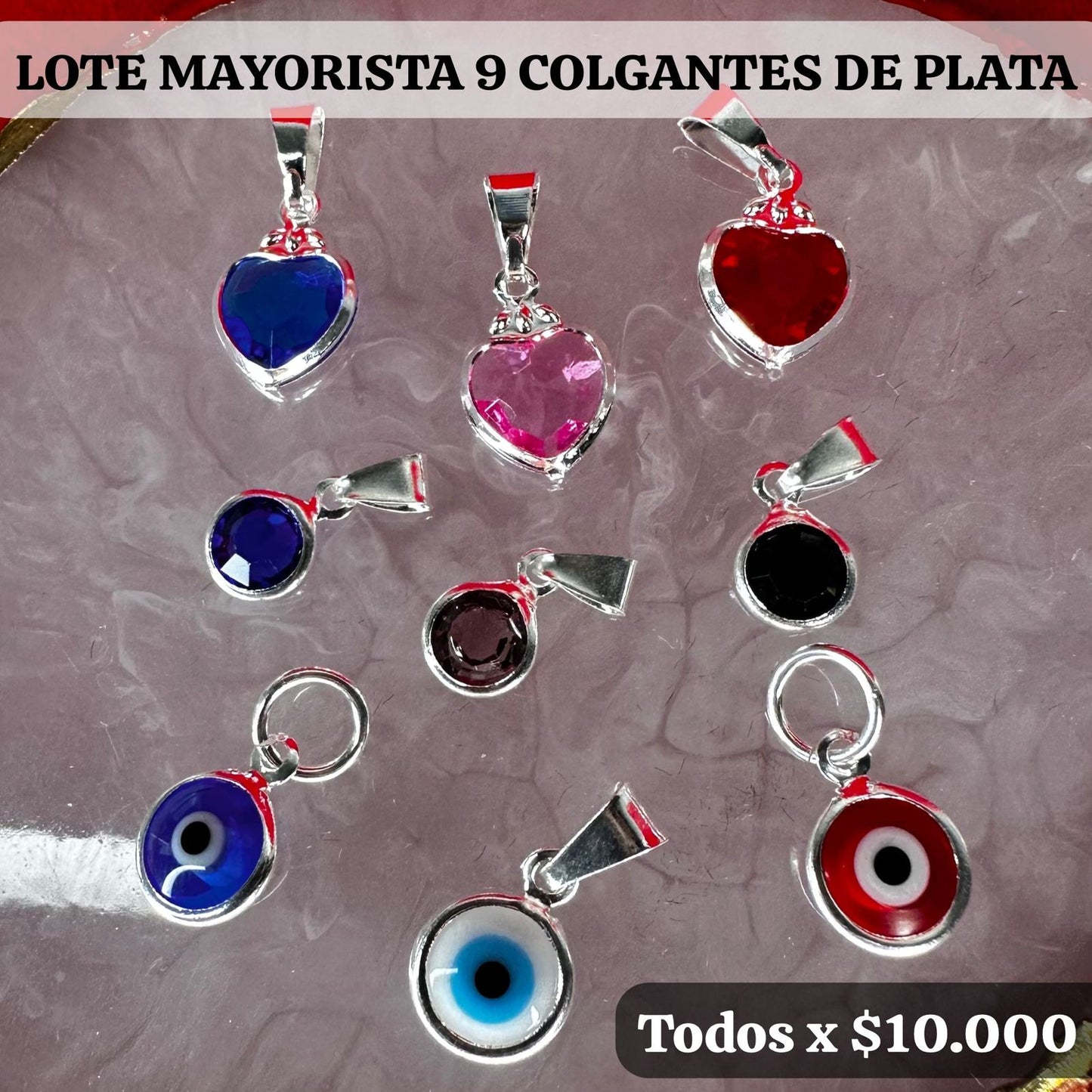 LOTE DE 9 COLGANTES