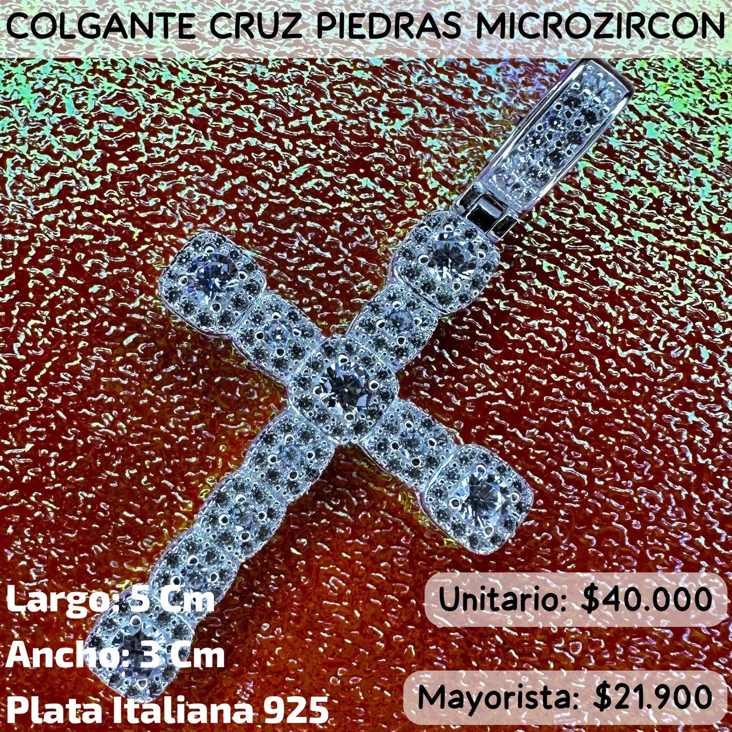 COLGANTE CRUZ PIEDRAS MICROZIRCON 💎