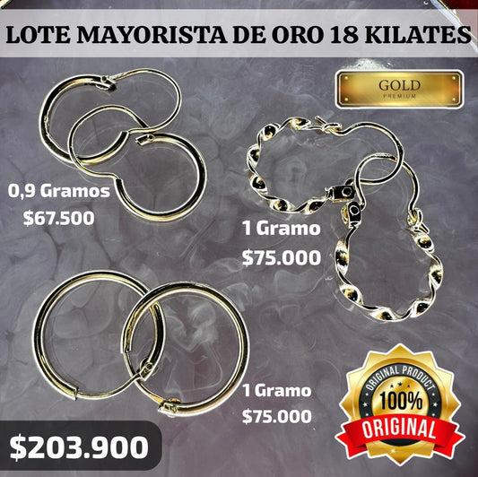 Lote Mayorista 3 Par de Aros ⚜️ Oro 18 Kilates