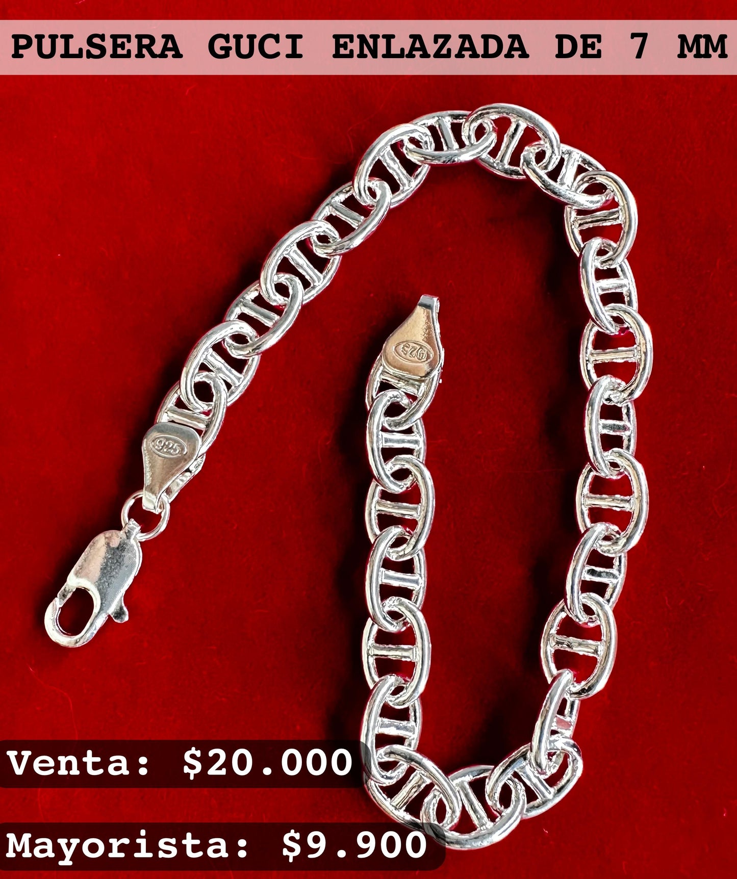 PULSERA GUCI ENLAZADA DE 7 MM