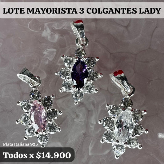 LOTE DE 3 COLGANTES LADY