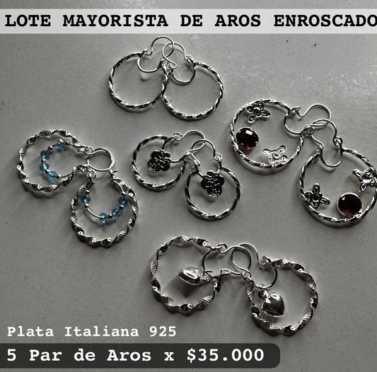 Lote 5 Par De Aros Enroscados