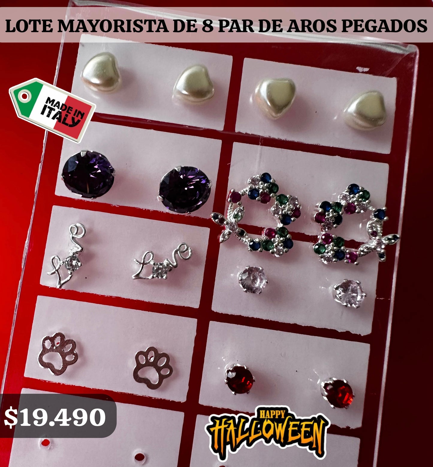 Lote 8 Par de Aros Pegados